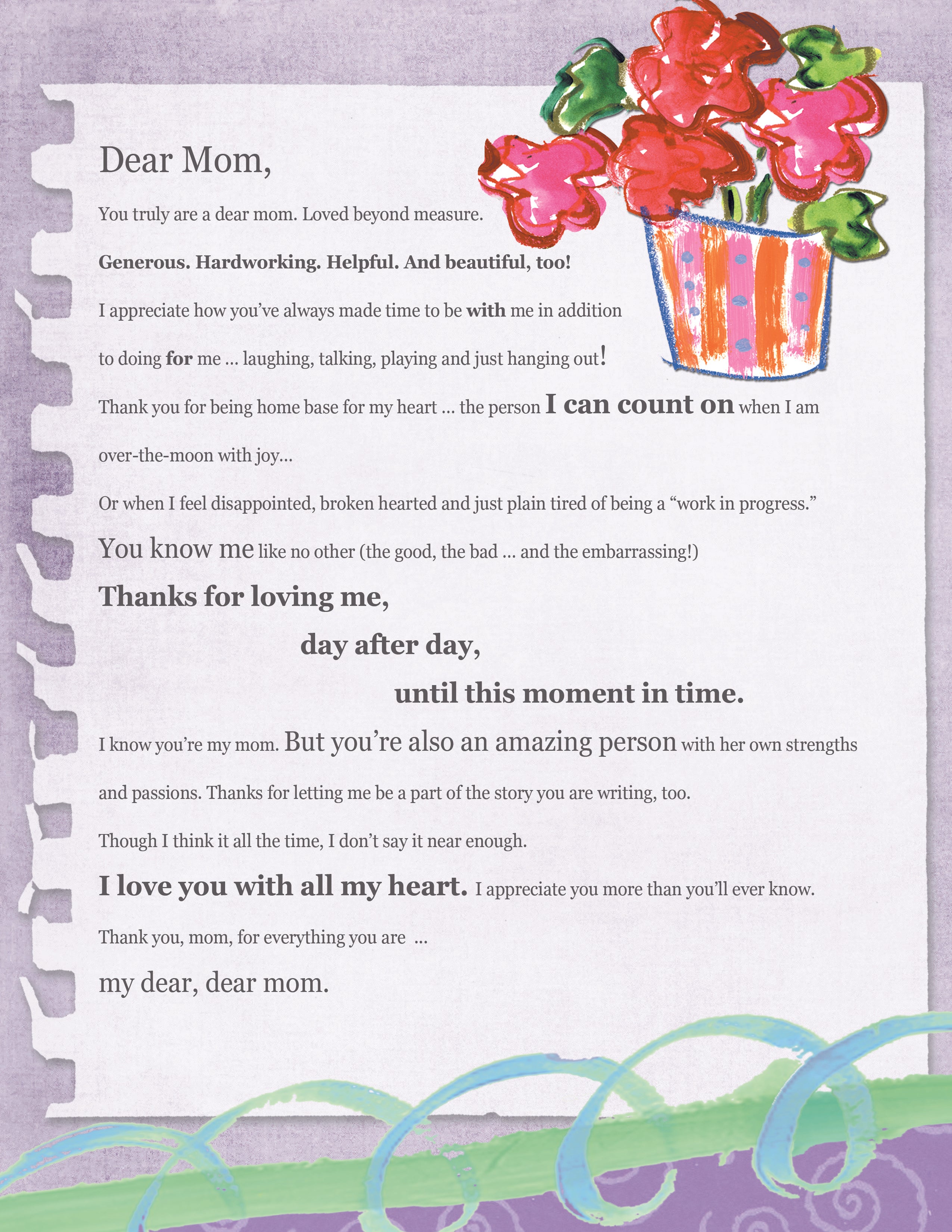 To My Mom Card. Mother Birthday Card Gift. I Love You Mom Card. Thank You  Mom Card. Digital Download. (Download Now) 